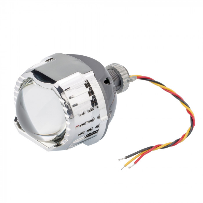 Светодиодная линза дальнего света Optima LED Lens High Beam Devil Eye WHITE, 5000K, с подсветкой линзы БЕЛОГО цвета, комплект 2 шт.