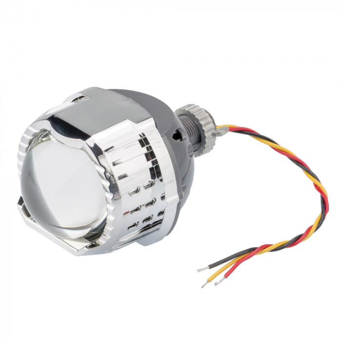 Светодиодная линза дальнего света Optima LED Lens High Beam Devil Eye BLUE, 3 дюйма, 5000K, с подсветкой линзы СИНЕГО цвета, комплект 2 шт.