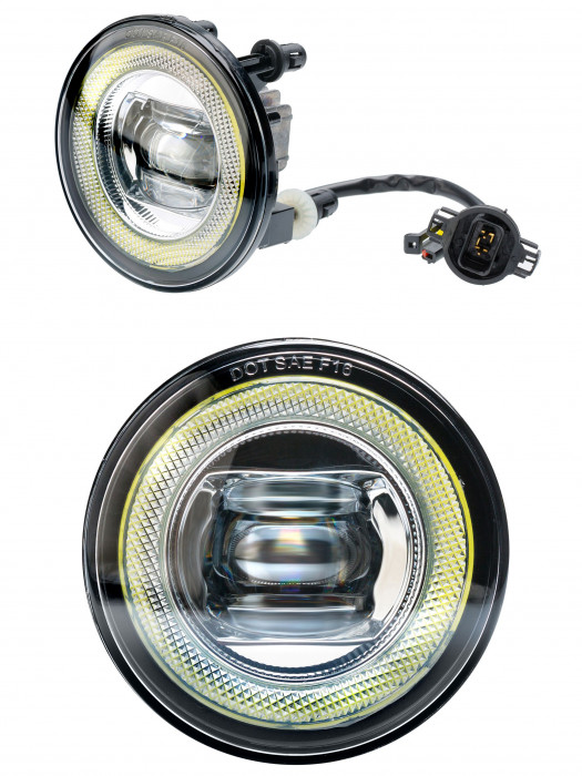 Светодиодная противотуманная фара OPTIMA LED FOG LIGHT 31266 Chevrolet, GM 100мм, 9W, DRL 3W, Повортотник 5500K, 12-24V, комплект 2шт