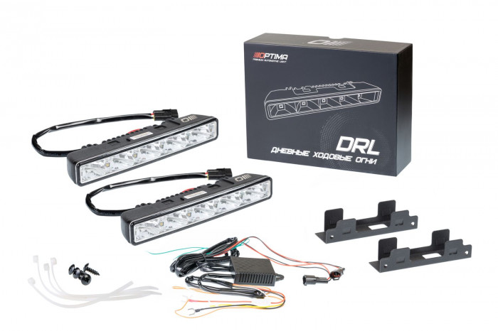 Дневные ходовые огни Optima Premium DRL-05, 5*2 LED, с функцией поворотника и стробоскопа, комплект
