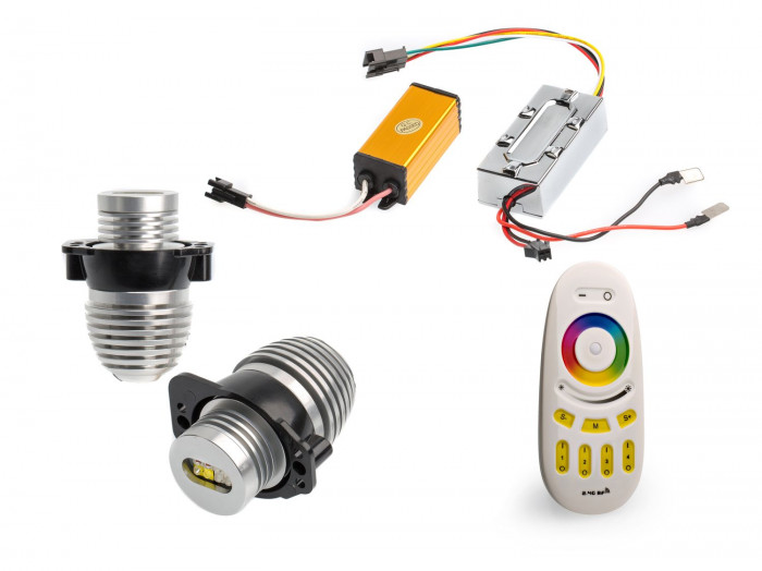 Светодиодный маркер (Подсветка колец) Angel Eyes E90/E70 RGB Optima Premium, CREE, 40W, комплект с пультом