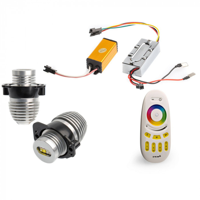 Светодиодный маркер (Подсветка колец) Angel Eyes E90/E70 RGB Optima Premium, CREE, 40W, комплект с пультом