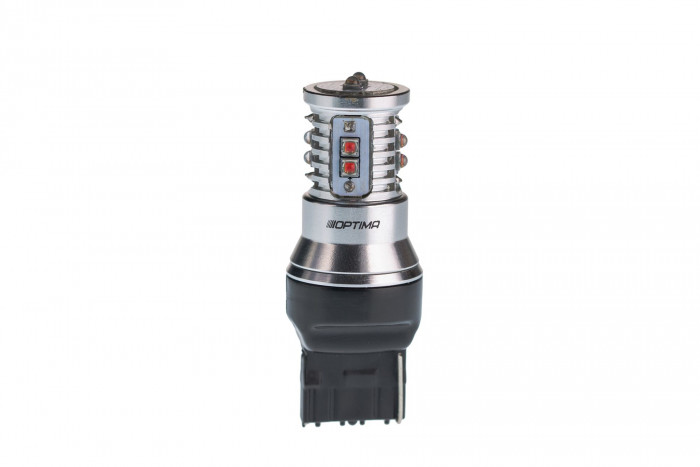 Светодиодная лампа 7440 Optima MINI-CREE, RED, CAN, CREE XB-D*10, 1800K, 12-24V, (W3X16g), 1 лампа