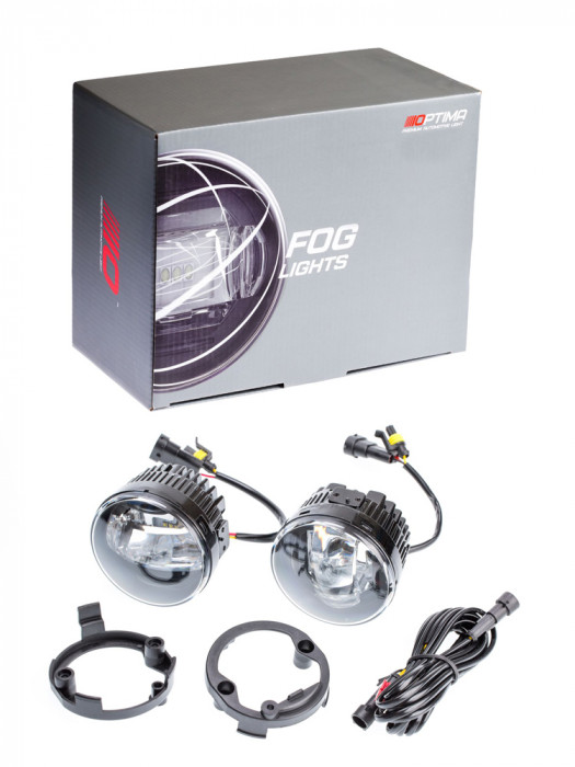 Светодиодная противотуманная фара OPTIMA LED FOG LIGHT 098 Nissan/Honda 90мм, 7W/0,4W, 5500K, 12V, комплект 2шт