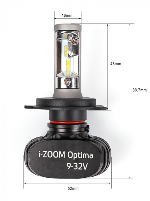 Светодиодные лампы H4 Optima LED i-ZOOM, Seoul-CSP, Warm White, 9-32V, 2 лампы