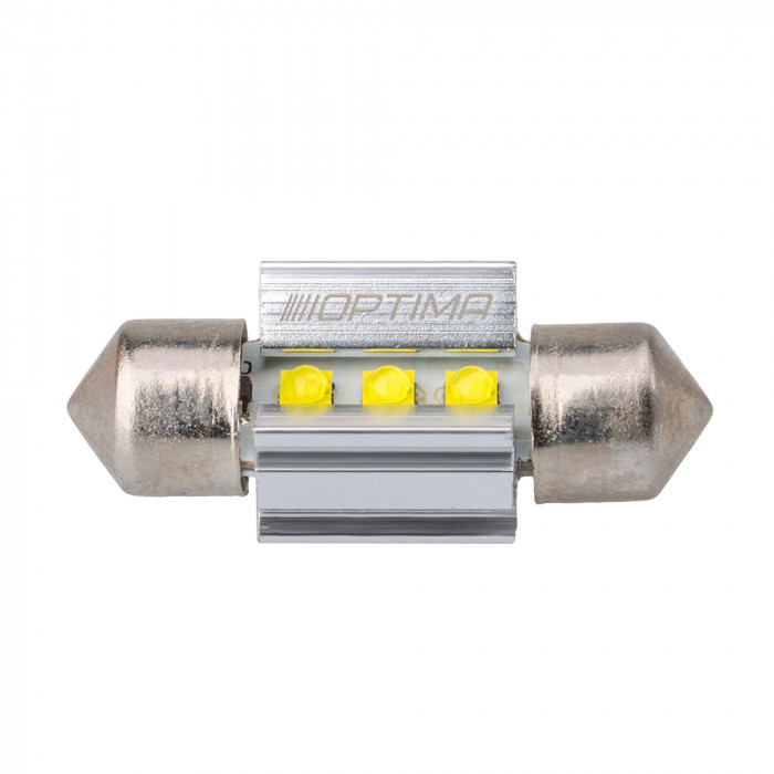 Светодиодная лампа Festoon 28mm Optima MINI-CREE, CAN, white, 1,8W, 12V, T10*28mm (SV 7-8), комплект 2 шт.