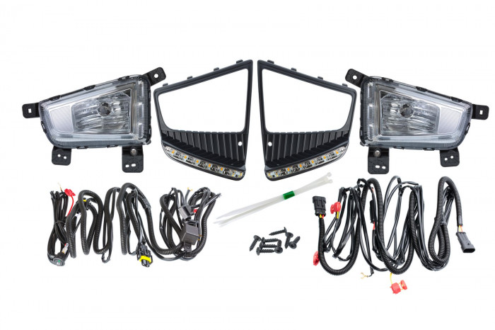 Противотуманная фара Hyundai Creta №725, с LED-ДХО, с проводкой, Комплект 2шт