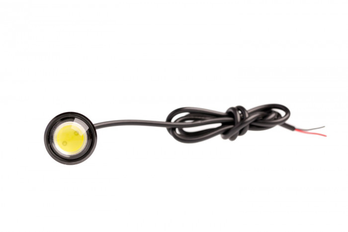 Светодиодный маркер круглый COB 3W, диамтр 22мм, White, 250Lm, 12V, под гайку, корпус черный., 1 шт