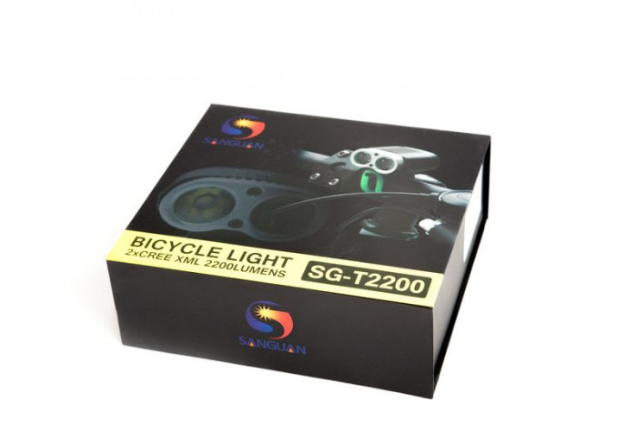 Фара велосипеда SG-T2200, CREE XM-L, 2 LED, 2000LM