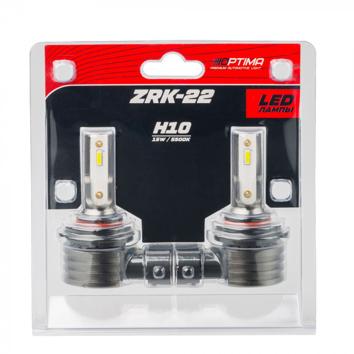 Светодиодная лампа H10 Optima LED ZRK-22, 5500K, 12V, комплект 2 шт.
