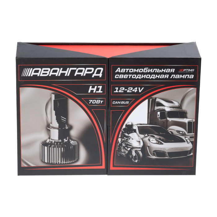 Светодиодные лампы H1 Optima Premium LED АВАНГАРД, 70W, 12-24V, 5500K, 6800lm, комплект 2 шт.