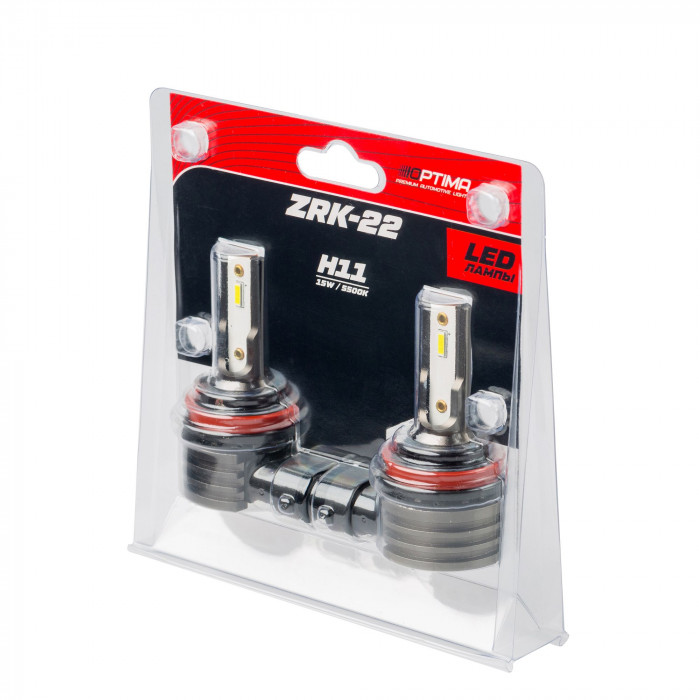 Светодиодная лампа H11 Optima LED ZRK-22, 5500K, 12V, комплект 2 шт.