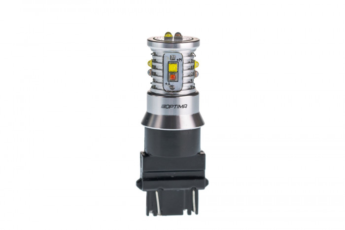 Светодиодная лампа 3157 Optima MINI-CREE, YELLOW / WHITE, CAN, CREE XB-D*10, 2800/5500K, 12-24V, двухконтактная, 1лампа