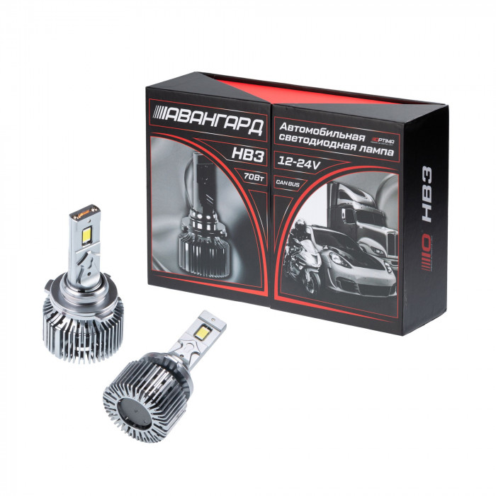 Светодиодные лампы HB3 Optima Premium LED АВАНГАРД, 70W, 12-24V, 5500K, 6800lm, комплект 2 шт.