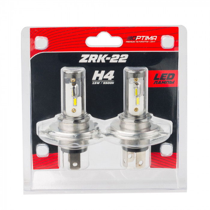Светодиодная лампа H4 Optima LED ZRK-22, 5500K, 12V, комплект 2 шт.