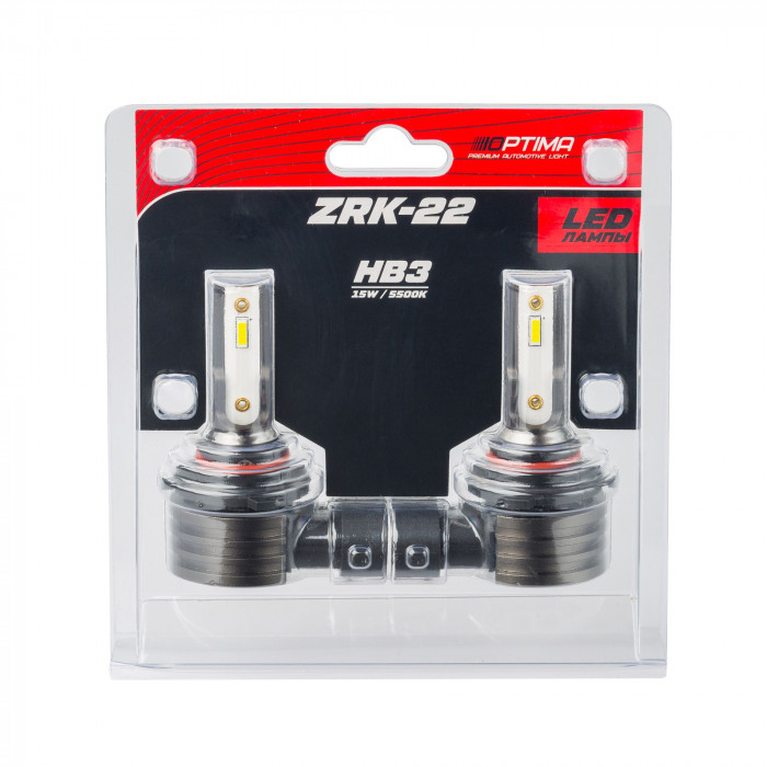 Светодиодная лампа HB3 Optima LED ZRK-22, 5500K, 12V, комплект 2 шт.