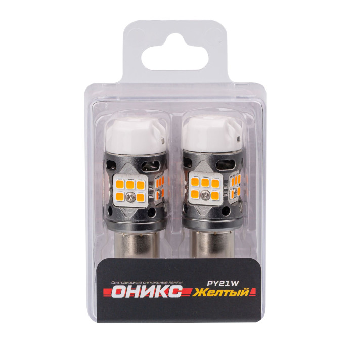 PY21W Optima Premium LED ОНИКС, YELLOW, 2800K, 1000Lm, CAN, 12V, (1156, BAU15), комплект 2 шт.