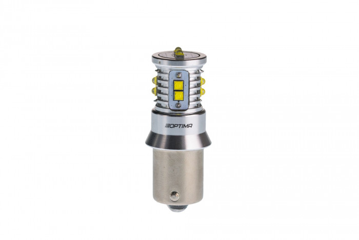 Светодиодная лампа P21W Optima MINI-CREE, CAN, CREE XB-D*10, 5500K, 12-24V, (BA15S), 1 лампа