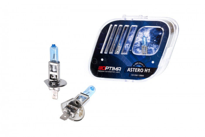 Галогенные лампы Optima Astero H1 +80% White 5000K, 12V, 55W БЕЗ ГАРАНТИИ