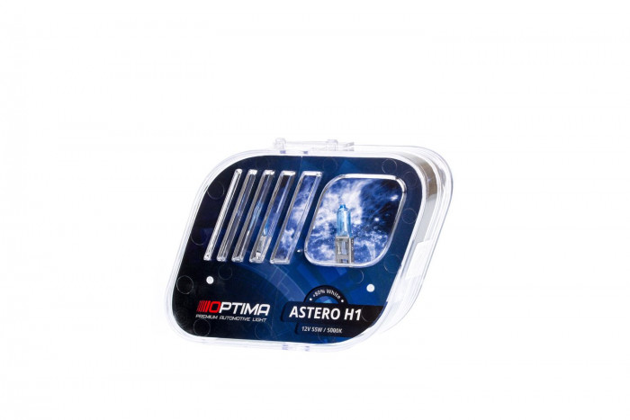 Галогенные лампы Optima Astero H1 +80% White 5000K, 12V, 55W БЕЗ ГАРАНТИИ