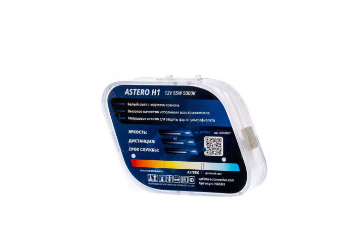 Галогенные лампы Optima Astero H1 +80% White 5000K, 12V, 55W БЕЗ ГАРАНТИИ