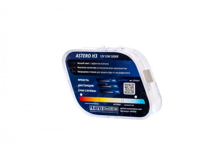 Галогенные лампы Optima Astero H3 +80% White 5000K, 12V, 55W БЕЗ ГАРАНТИИ