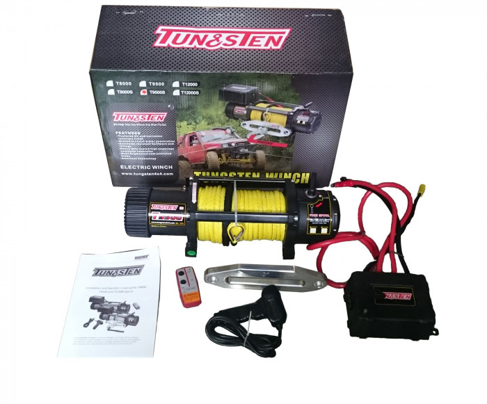 Лебедка для внедорожника Tungsten T9500 тяговое усилие 9500Lb/4310 кг, трос синтетический, 12V