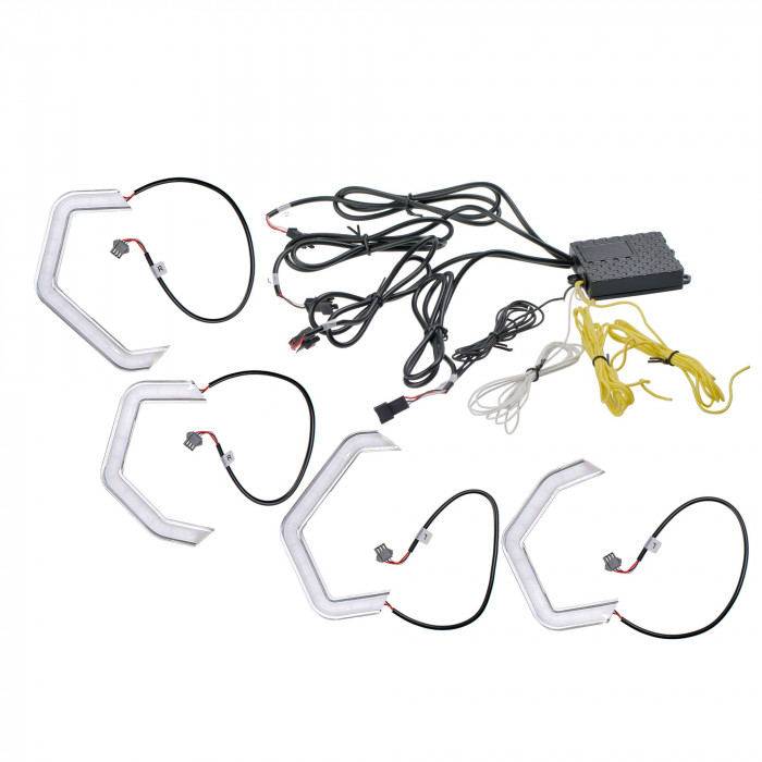 ДХО Angel Eye B1 RUNNING G-STYLE White + Yellow, 12V, комплект 4 полукольца.