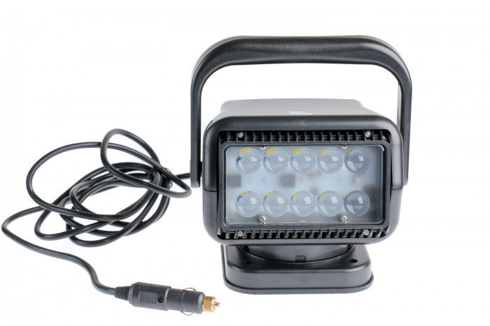 Фара-искатель Светодиодный 50W 5000К 12V, ЧЕРНЫЙ, LED 10 шт, с пультом, на магните, с ручкой