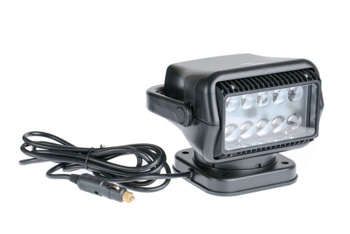 Фара-искатель Светодиодный 50W 5000К 12V, ЧЕРНЫЙ, LED 10 шт, с пультом, на магните, с ручкой
