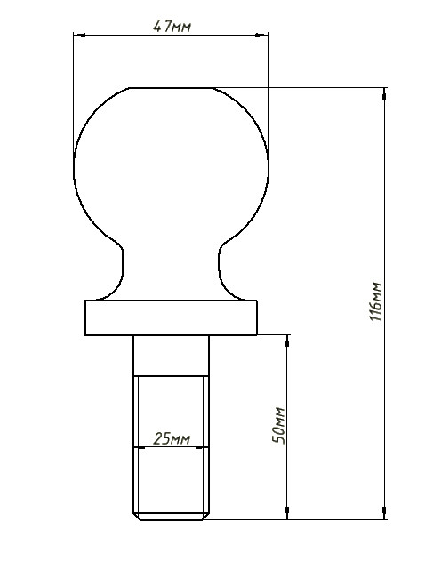 Шар для фаркопа 1-7/8"X1"X2-1/8" 3,5 тонны палец 1"